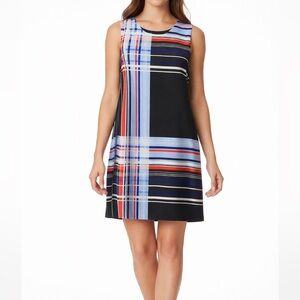 Vince Camuto Sleeveless Midi Dress with Red, White and Blue Plaid